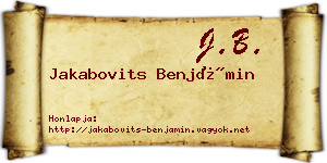 Jakabovits Benjámin névjegykártya
